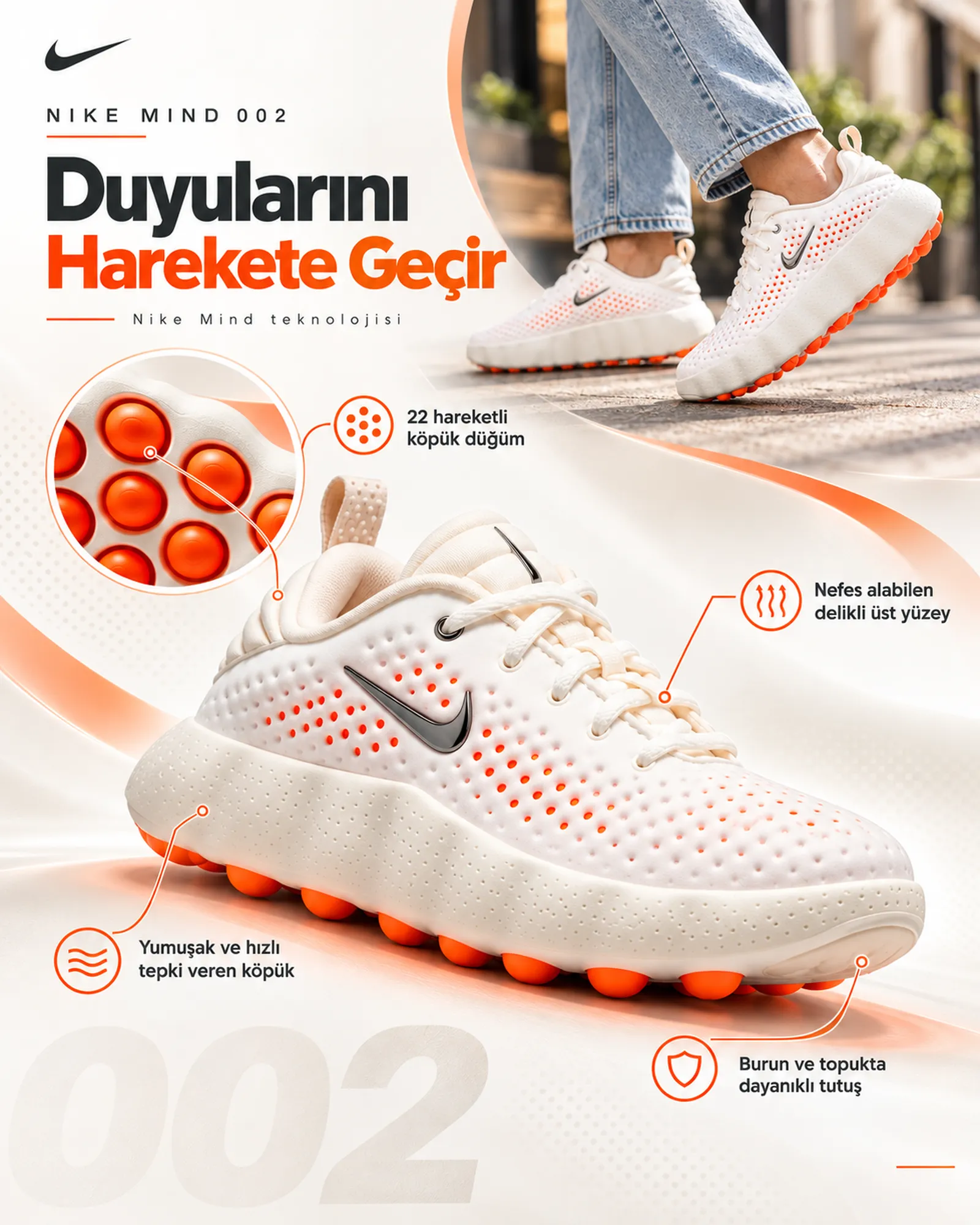 Nike Mind 002 Sail Erkek Sneaker ürün tanıtım görseli 1