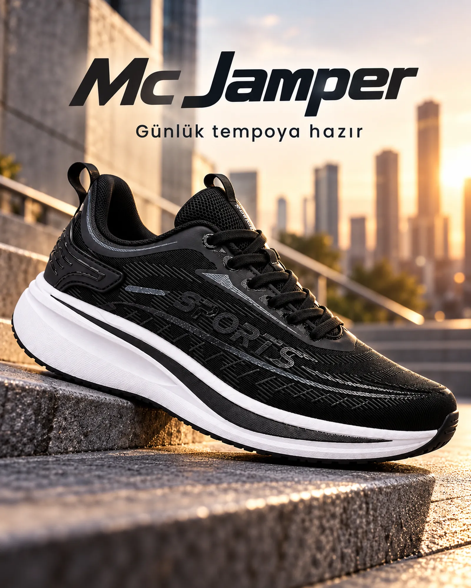 Mc Jamper Siyah Erkek Günlük Spor Ayakkabı – Kalın Taban ürün tanıtım görseli 1