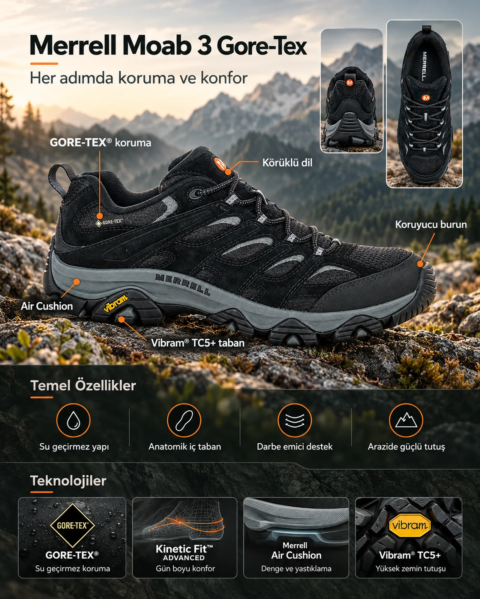 Moab 3 Gtx Outdoor Ayakkabı ürün tanıtım görseli 1